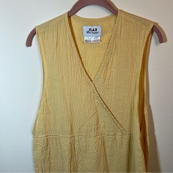 Flax by Jeanne Engelhart Women’s Butter Yellow Linen Maxi Dress Medium - Picture 2 of 9